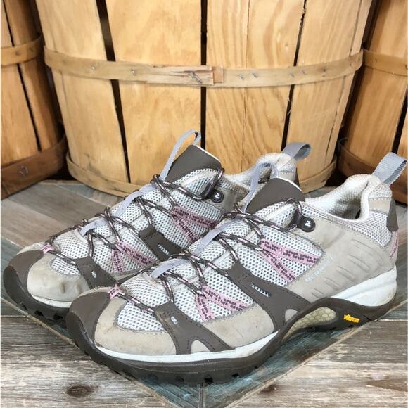 Merrell Siren Sport Tan Pink Leather Mesh Vibram Trail Hiking Shoes Womens 8.5 - Picture 3 of 10